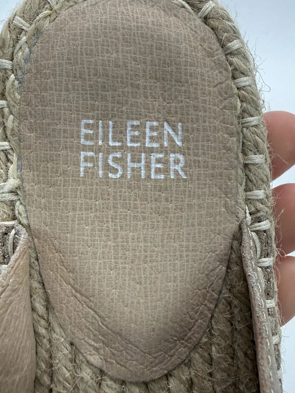 Eileen Fisher Kai Metallic Bronze Leather Espadrille Slide Sandals Size 8.5